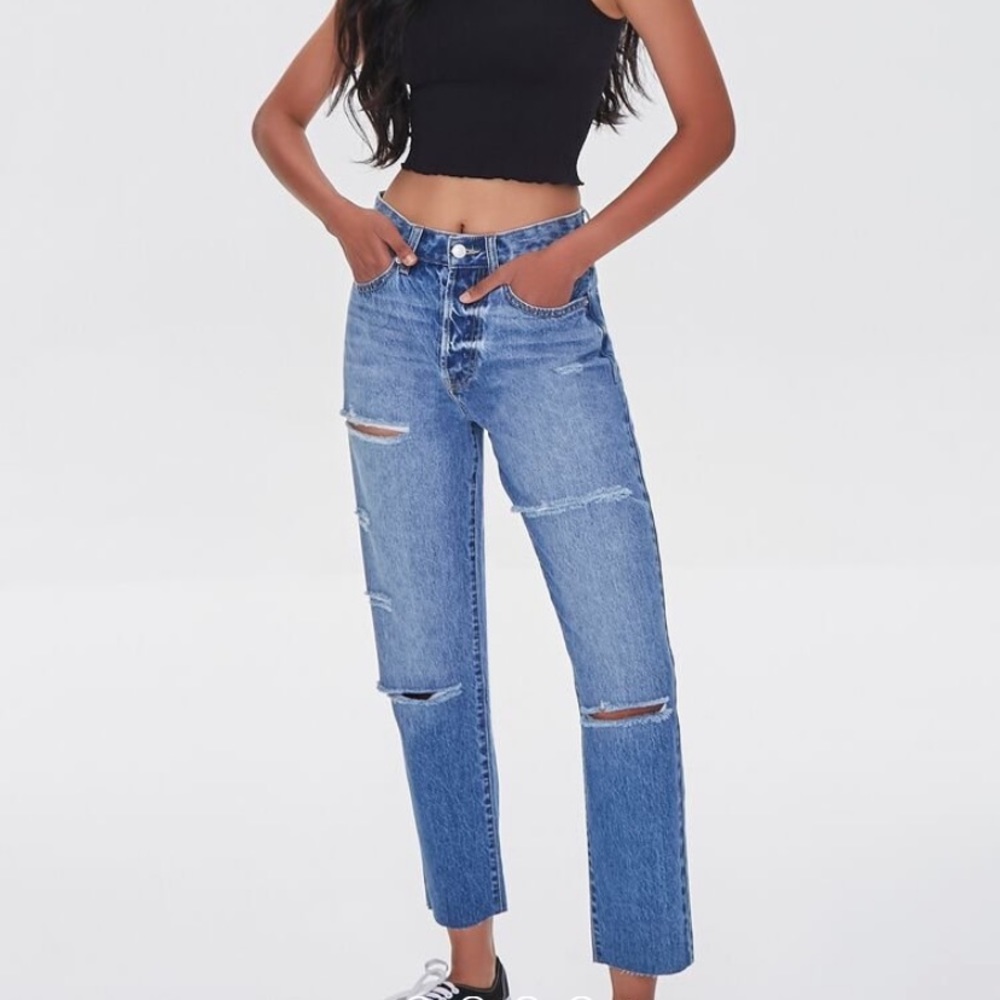 Distressed Mom jeans